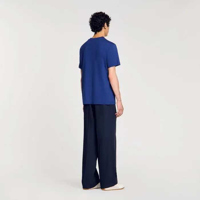 Tshirts and Polos Men SANDRO Cotton Tshirt With Logo Royal Blue