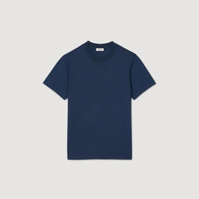 Tshirts and Polos Men SANDRO Cotton Tshirt With Logo Royal Blue