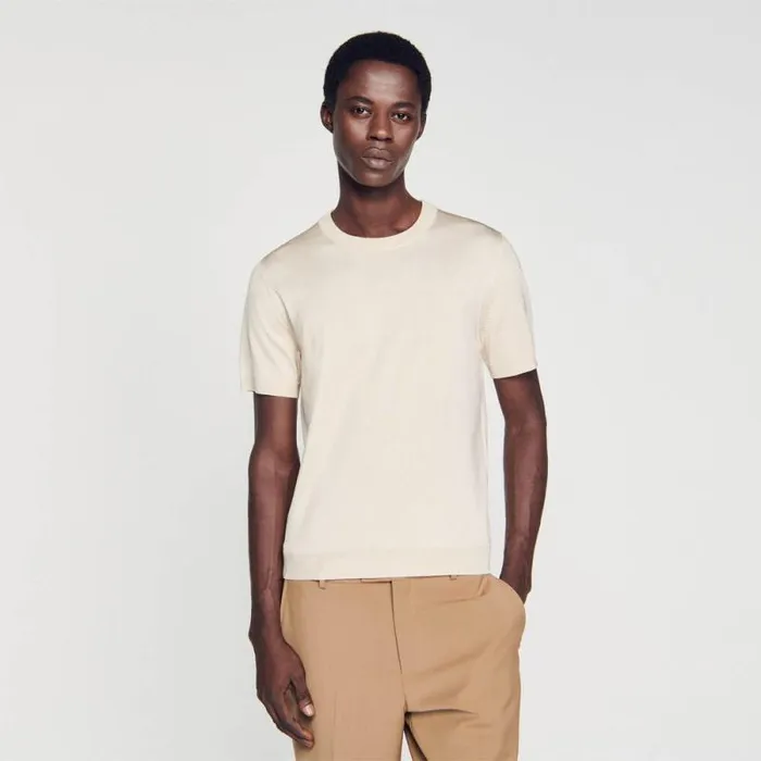 Tshirts and Polos Men SANDRO Knitted Tshirt Light Sand