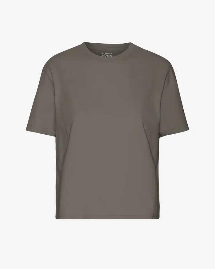 TShirts Colorfulstandard Women Organic Boxy Crop Tee 8211 Misty Brown