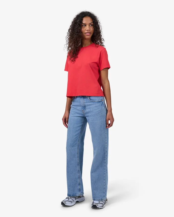 TShirts Colorfulstandard Women Organic Boxy Crop Tee 8211 Misty Brown