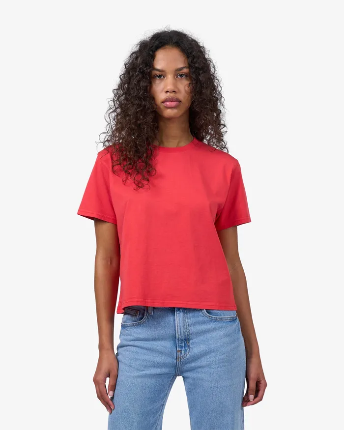 TShirts Colorfulstandard Women Organic Boxy Crop Tee 8211 Misty Brown