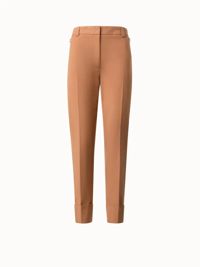Tapered Cotton Silk DoubleFace Pants Vicuna Women Akris Pants
