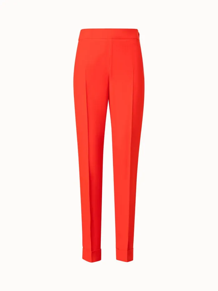 Tapered Crpe Pants With Elastic Back Cadmium Women Akris Pants