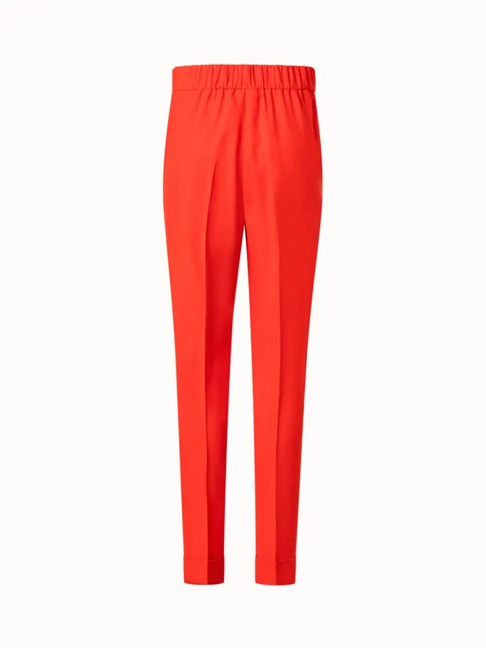 Tapered Crpe Pants With Elastic Back Cadmium Women Akris Pants
