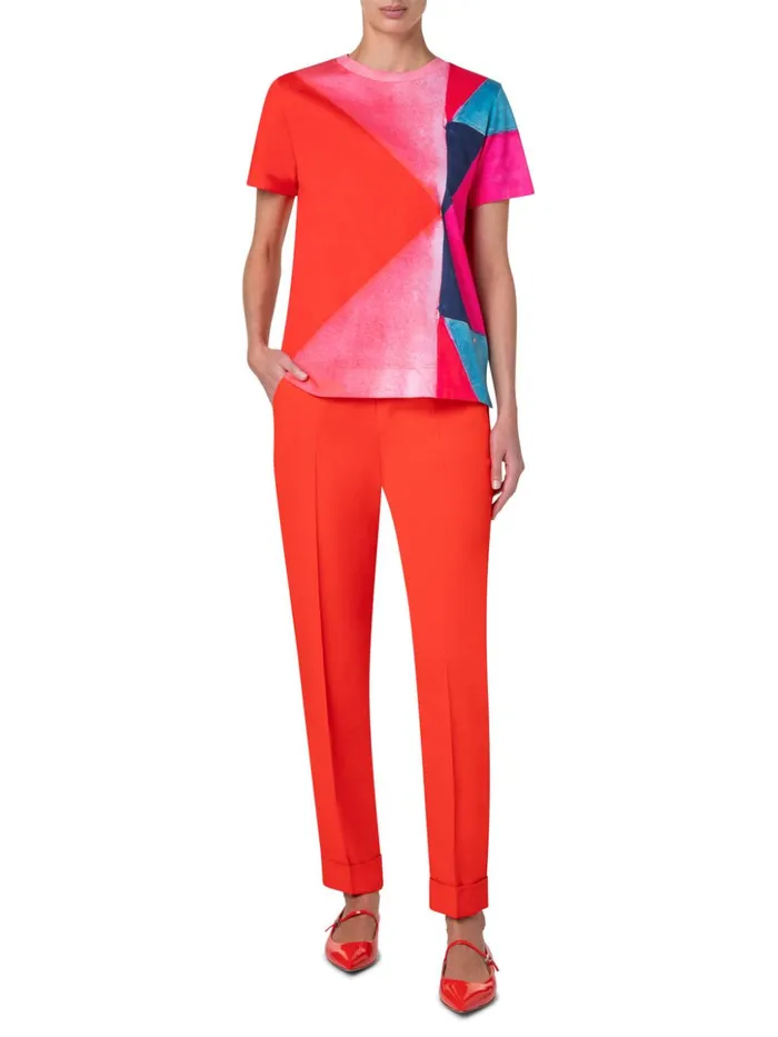 Tapered Crpe Pants With Elastic Back Poppy Women Akris Pants
