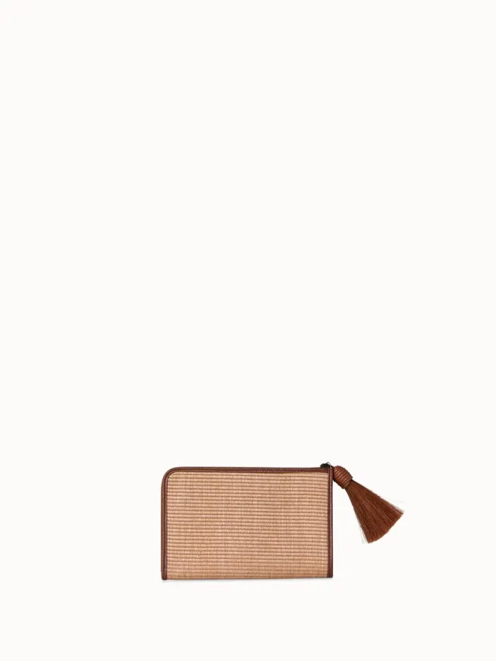 Tassel Pouch In Raffia Fabric Camelcaramel Women Akris Mini Bags