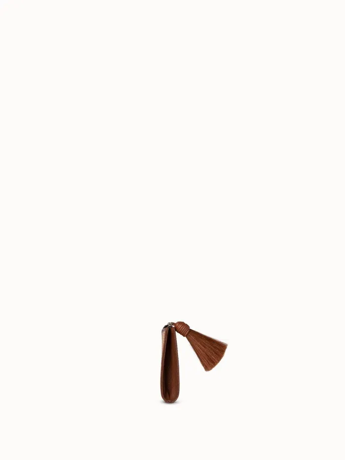 Tassel Pouch In Raffia Fabric Camelcaramel Women Akris Mini Bags