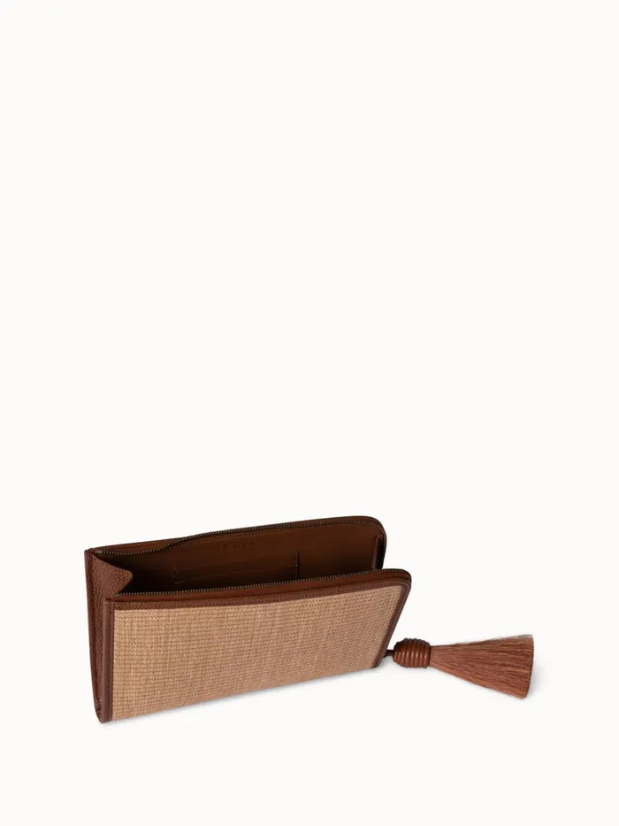 Tassel Pouch In Raffia Fabric Camelcaramel Women Akris Mini Bags