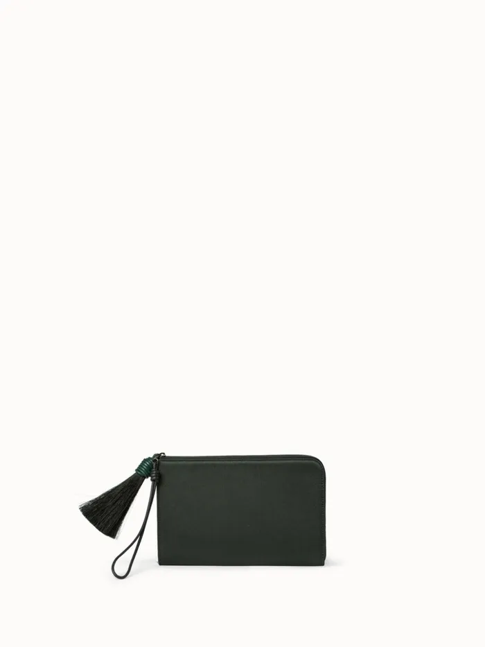 Tassel Pouch In Satin Fabric Grey Sand Women Akris Mini Bags