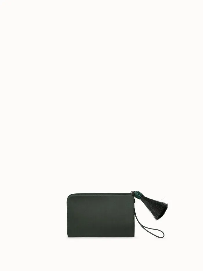 Tassel Pouch In Satin Fabric Grey Sand Women Akris Mini Bags