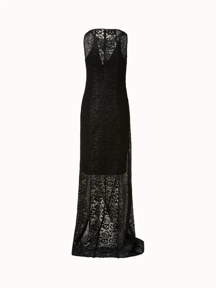 Techno Embroidery Patchwork Apron Gown Black Women Akris Dresses