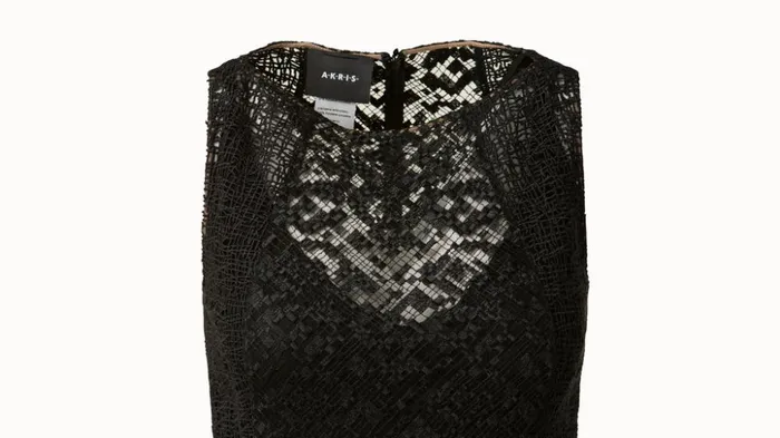 Techno Embroidery Patchwork Apron Gown Black Women Akris Dresses