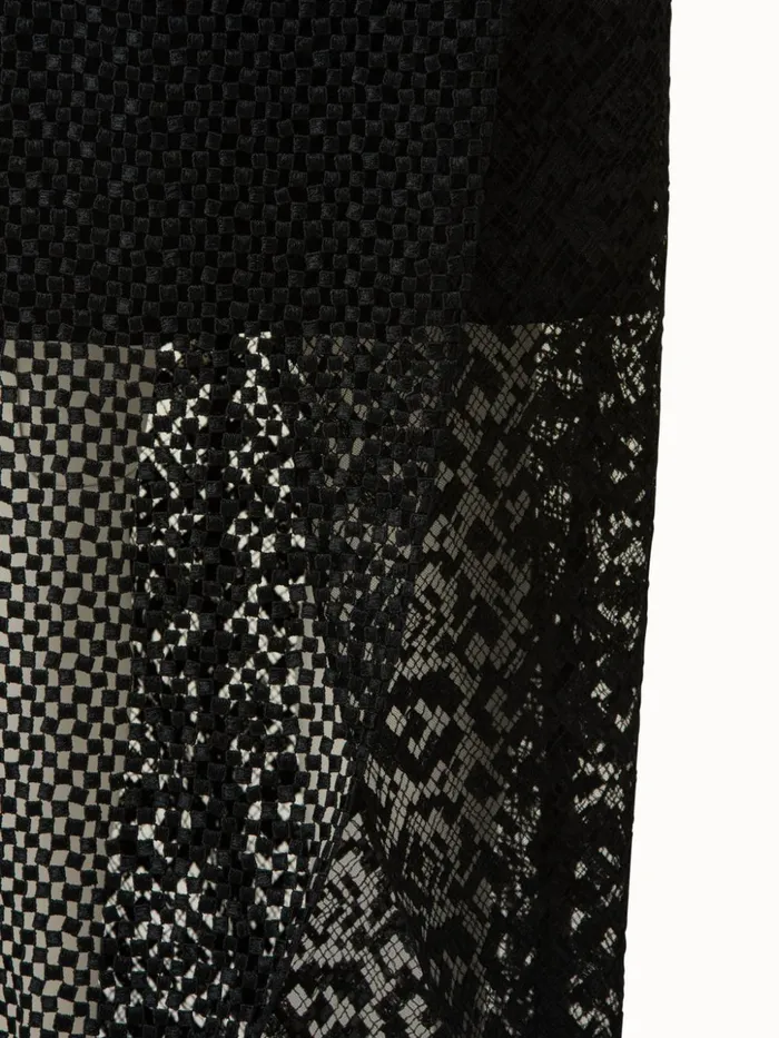 Techno Embroidery Patchwork Apron Gown Black Women Akris Dresses
