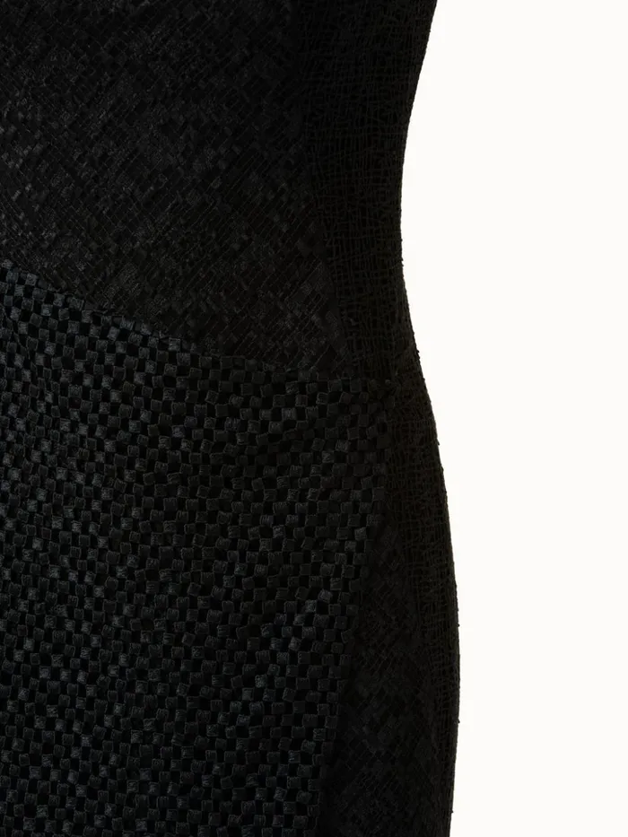Techno Embroidery Patchwork Apron Gown Black Women Akris Dresses