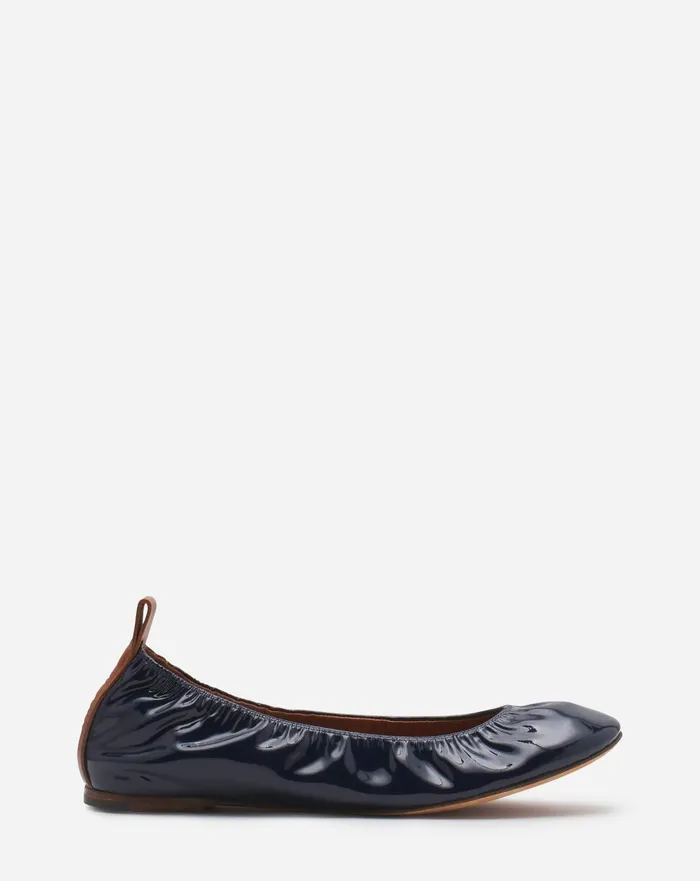 The Ballerina Flat In Patent Leather Navy Blue Women Lanvin Ballerinas