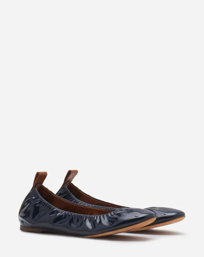 The Ballerina Flat In Patent Leather Navy Blue Women Lanvin Ballerinas