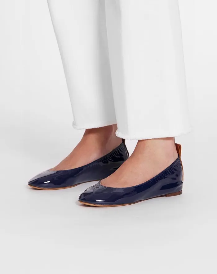 The Ballerina Flat In Patent Leather Navy Blue Women Lanvin Ballerinas