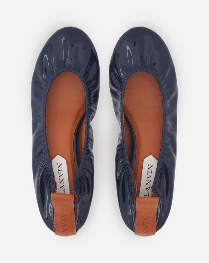 The Ballerina Flat In Patent Leather Navy Blue Women Lanvin Ballerinas