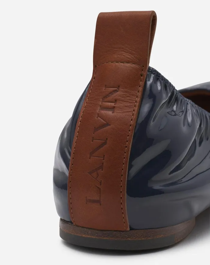 The Ballerina Flat In Patent Leather Navy Blue Women Lanvin Ballerinas