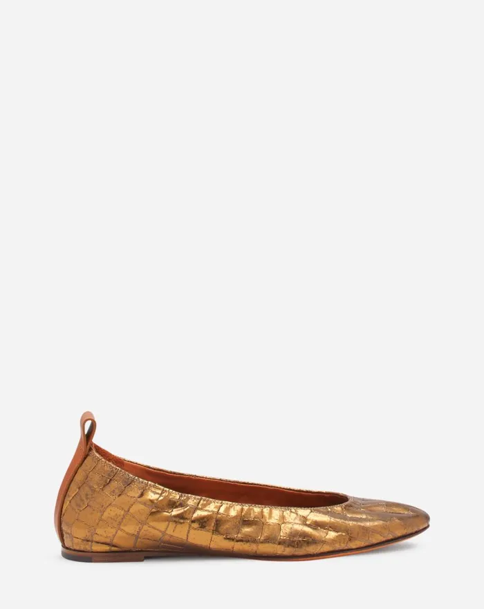 The Ballerina In Crocodileeffect Leather Gold Women Lanvin Ballerinas