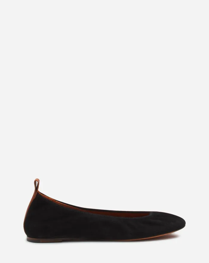 The Suede Ballerina Flat Black Women Lanvin Loafers
