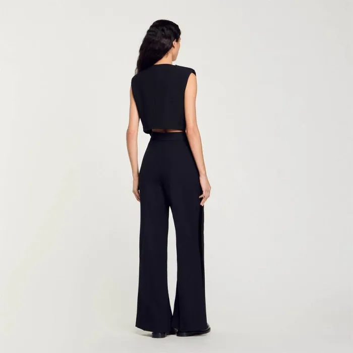 Tops and Shirts Women SANDRO SatinEffect Crop Top Black