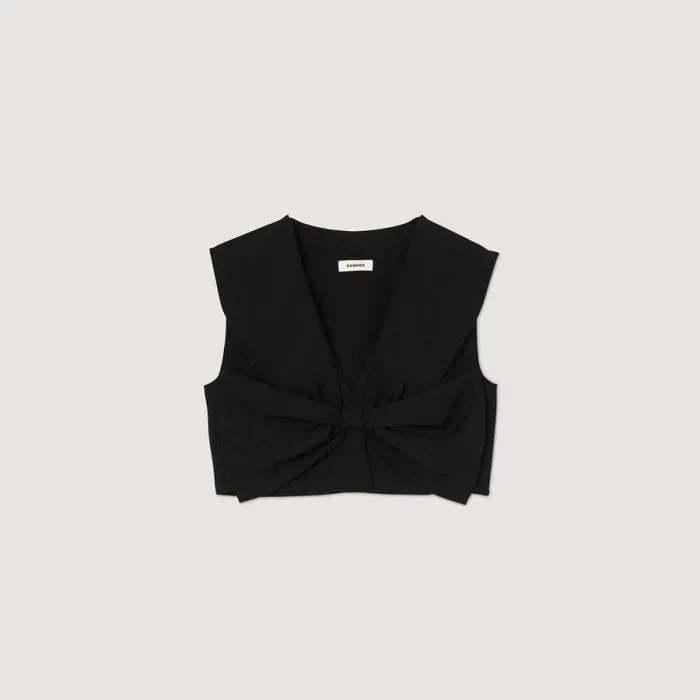 Tops and Shirts Women SANDRO SatinEffect Crop Top Black