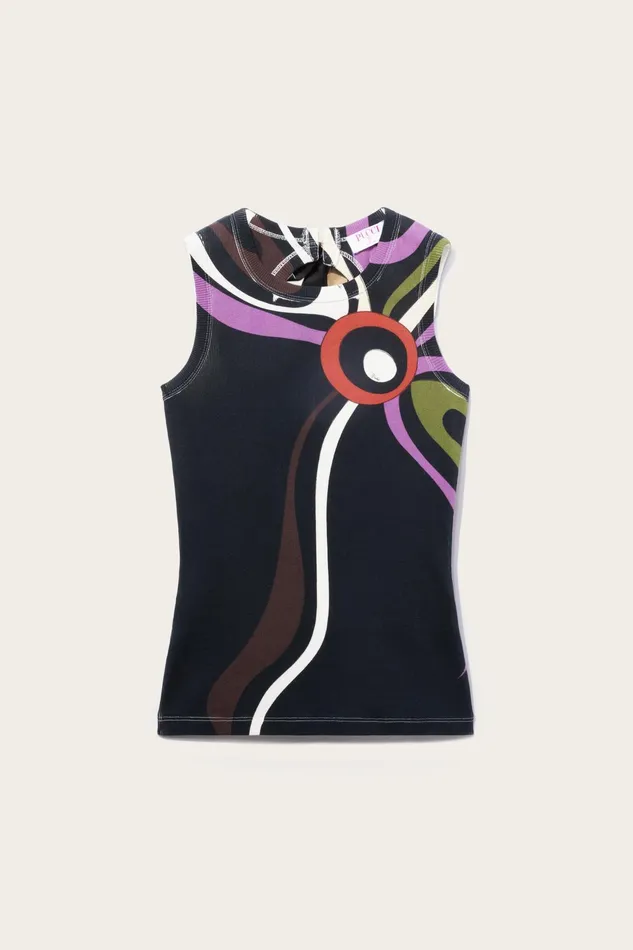 Tops And Shirts Women PUCCI MarmoPrint CutOut Tank Top