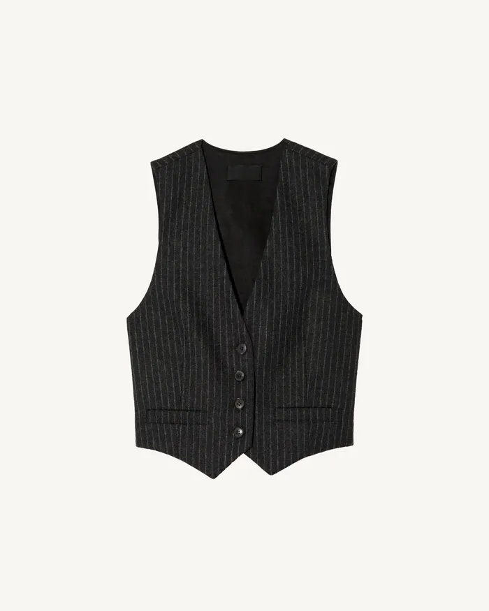 Tops ISMAEL VEST Charcoal Pinstripe Nili Lotan Women