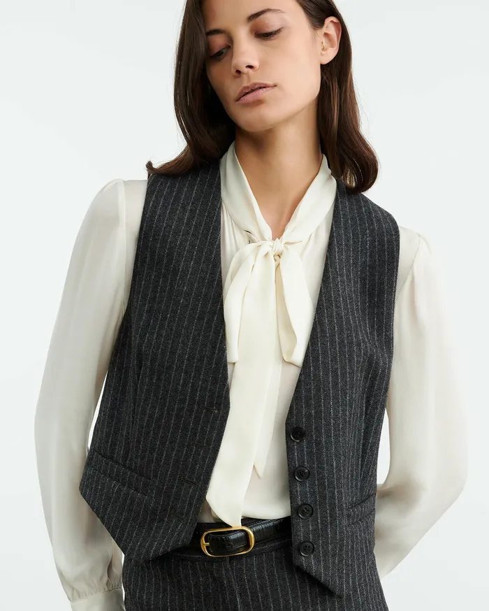 Tops ISMAEL VEST Charcoal Pinstripe Nili Lotan Women