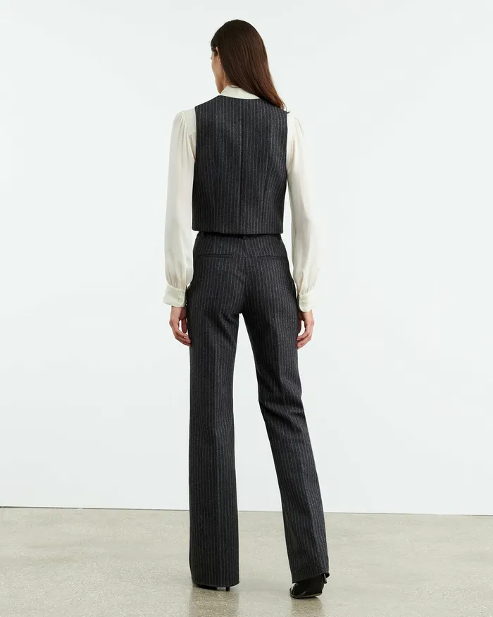 Tops ISMAEL VEST Charcoal Pinstripe Nili Lotan Women