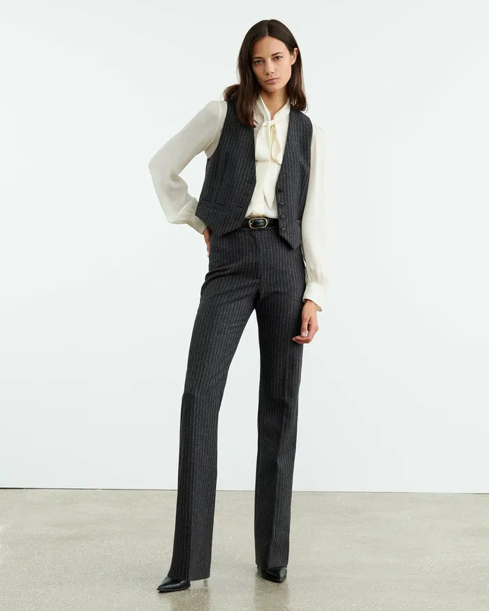 Tops ISMAEL VEST Charcoal Pinstripe Nili Lotan Women