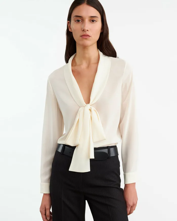 Tops Nili Lotan Women ANGELIQUE SILK BLOUSE Ivory