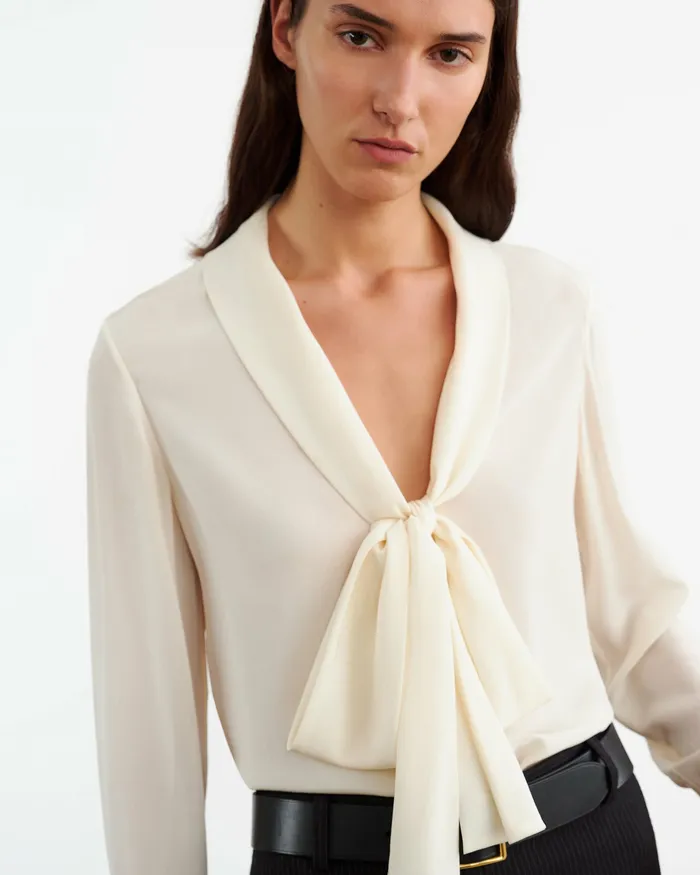 Tops Nili Lotan Women ANGELIQUE SILK BLOUSE Ivory