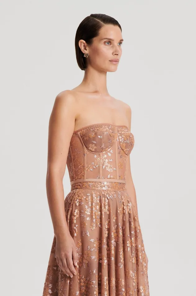 Tops Women TINSEL FLORAL BUSTIER SPICE Scanlan Theodore Tops Women TINSEL FLORAL BUSTIER SPICE Scanlan Theodore