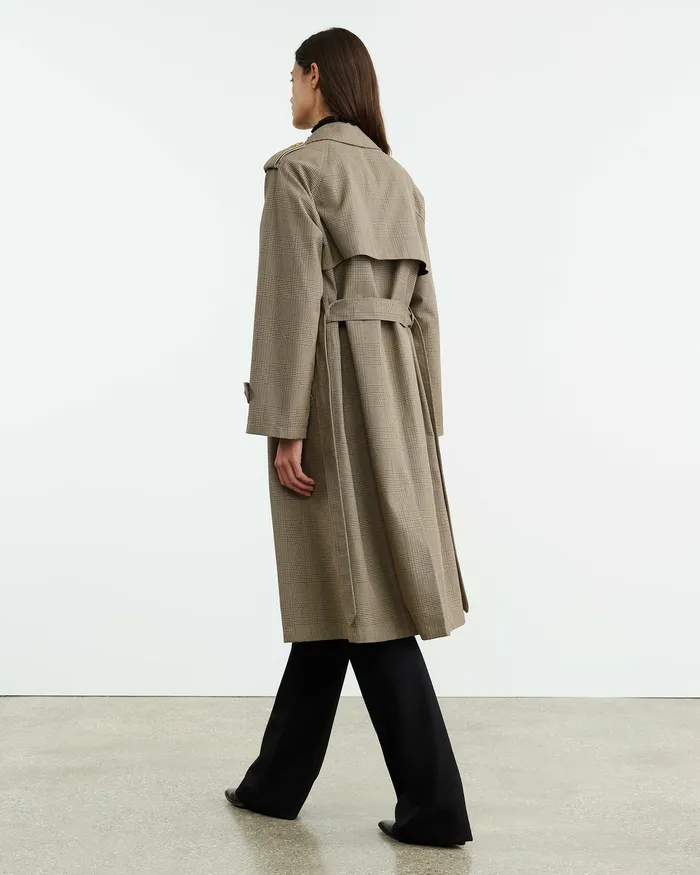 TOUSSAINT TRENCH COAT Beige Check Coats and Outerwear Nili Lotan Women
