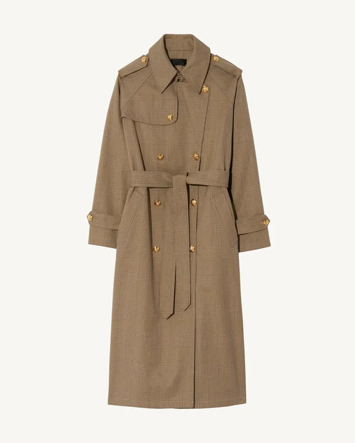 TOUSSAINT TRENCH COAT Beige Check Coats and Outerwear Nili Lotan Women