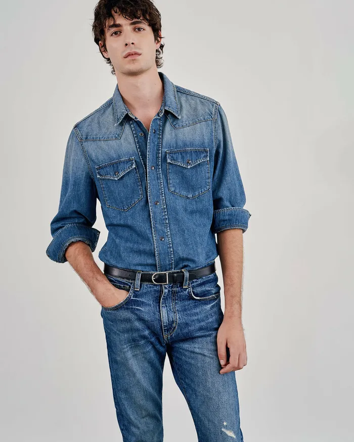TRAVIS DENIM SHIRT Classic Wash Men Denim Nili Lotan