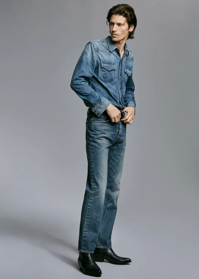 TRAVIS DENIM SHIRT Classic Wash Men Denim Nili Lotan