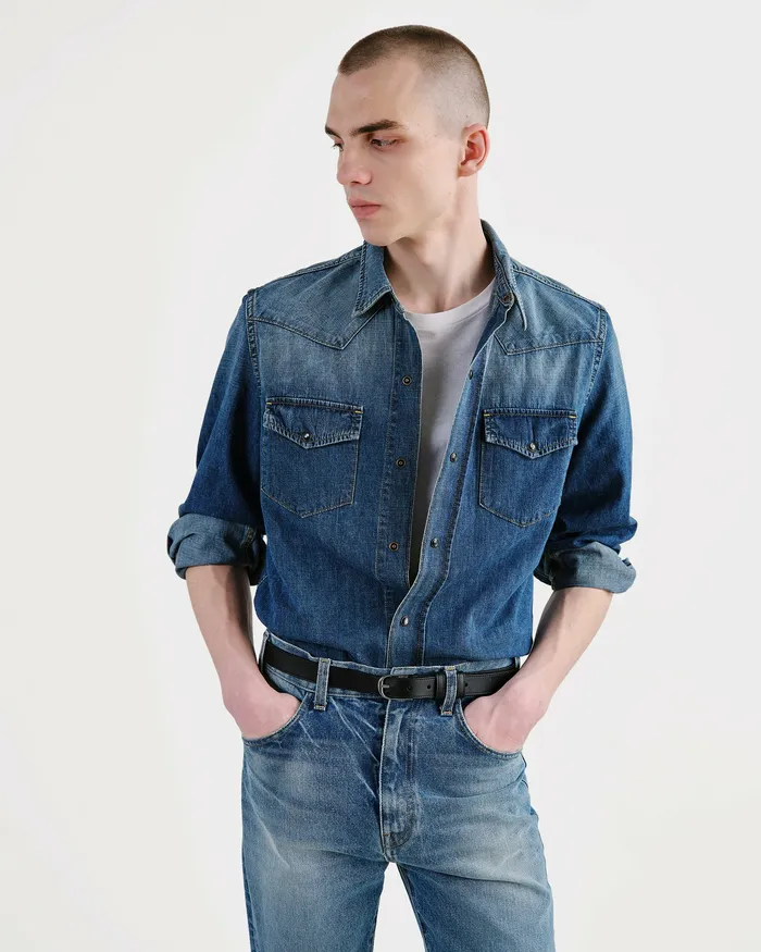 TRAVIS DENIM SHIRT Classic Wash Men Denim Nili Lotan