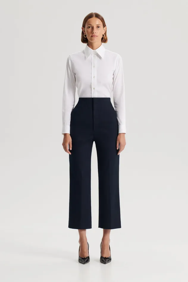Trousers MERCERISED COTTON TROUSER NAVY 8211 Scanlan Theodore Women