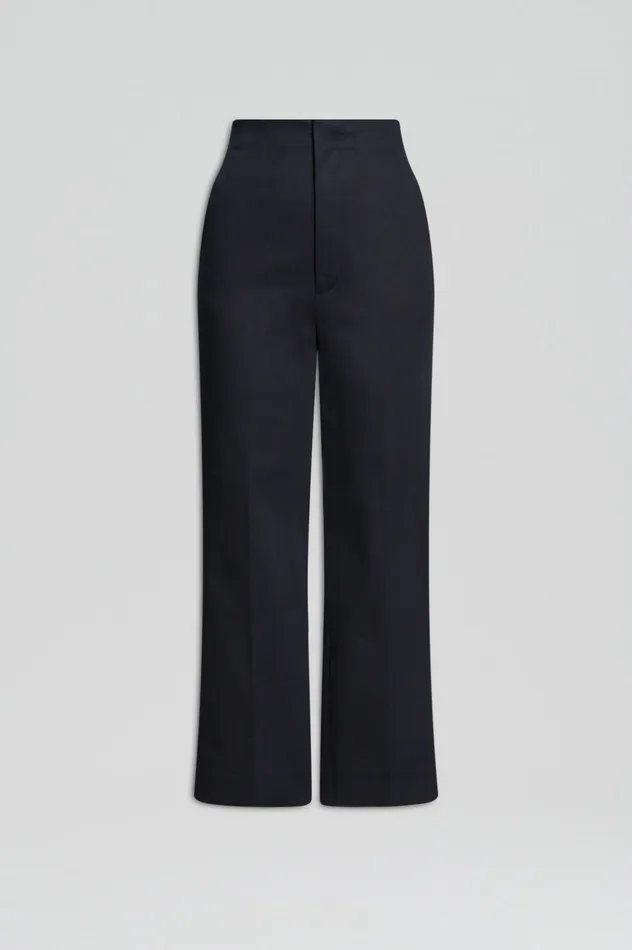 Trousers MERCERISED COTTON TROUSER NAVY 8211 Scanlan Theodore Women Trousers MERCERISED COTTON TROUSER NAVY 8211 Scanlan Theodore Women