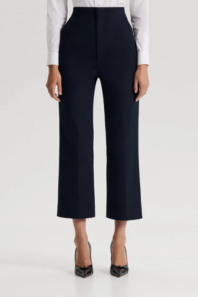 Trousers MERCERISED COTTON TROUSER NAVY 8211 Scanlan Theodore Women Trousers MERCERISED COTTON TROUSER NAVY 8211 Scanlan Theodore Women