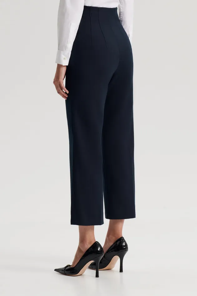 Trousers MERCERISED COTTON TROUSER NAVY 8211 Scanlan Theodore Women Trousers MERCERISED COTTON TROUSER NAVY 8211 Scanlan Theodore Women