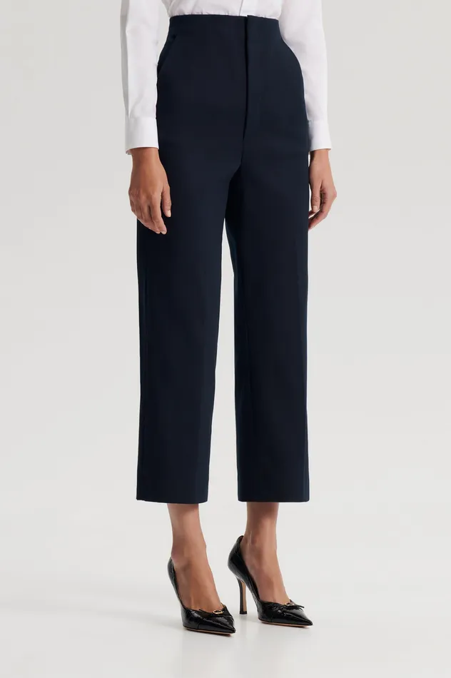 Trousers MERCERISED COTTON TROUSER NAVY 8211 Scanlan Theodore Women Trousers MERCERISED COTTON TROUSER NAVY 8211 Scanlan Theodore Women