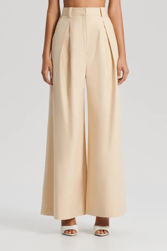 Trousers PLEAT DRAPE LEG TROUSER SAND 8211 Scanlan Theodore Women Trousers PLEAT DRAPE LEG TROUSER SAND 8211 Scanlan Theodore Women