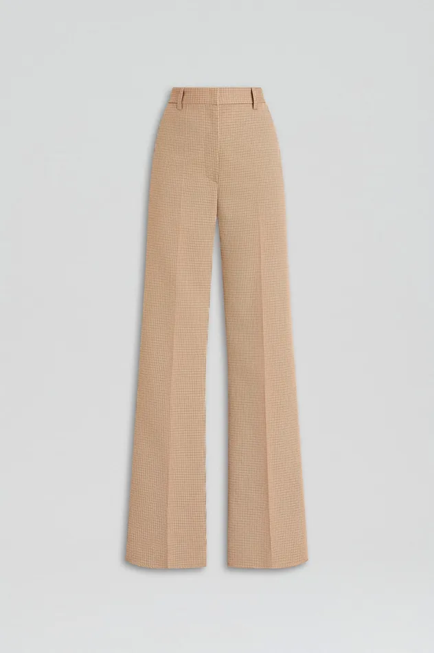 Trousers Women Scanlan Theodore PLAID TAILORED TROUSER CARAMEL Trousers Women Scanlan Theodore PLAID TAILORED TROUSER CARAMEL