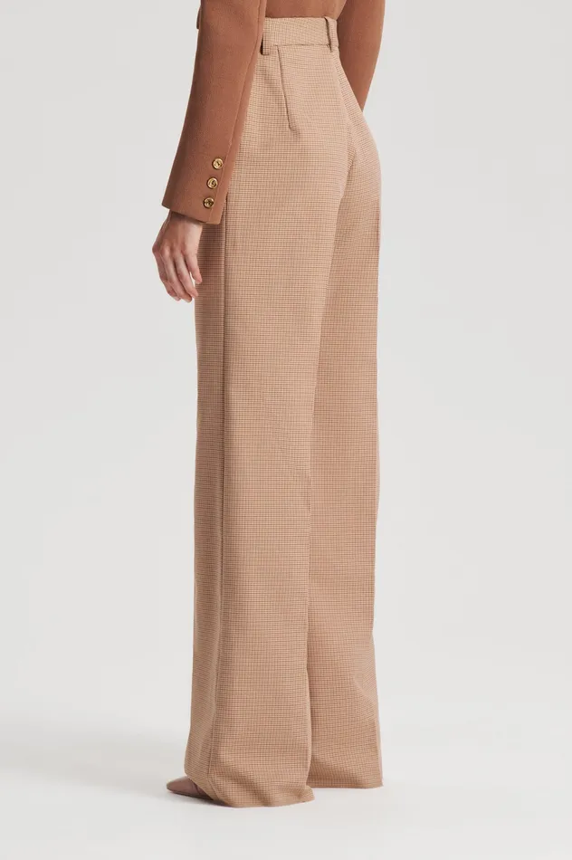 Trousers Women Scanlan Theodore PLAID TAILORED TROUSER CARAMEL Trousers Women Scanlan Theodore PLAID TAILORED TROUSER CARAMEL