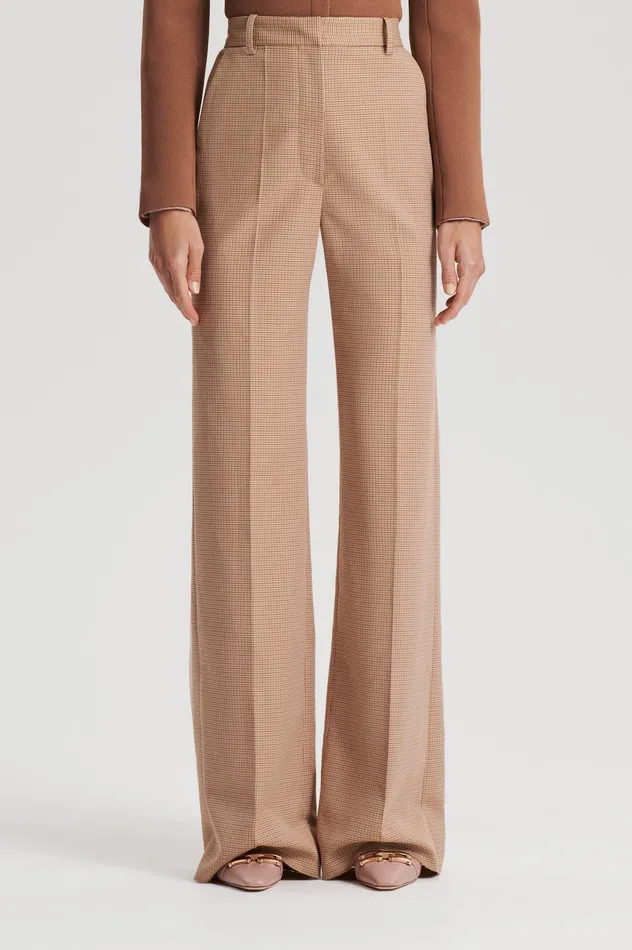 Trousers Women Scanlan Theodore PLAID TAILORED TROUSER CARAMEL Trousers Women Scanlan Theodore PLAID TAILORED TROUSER CARAMEL